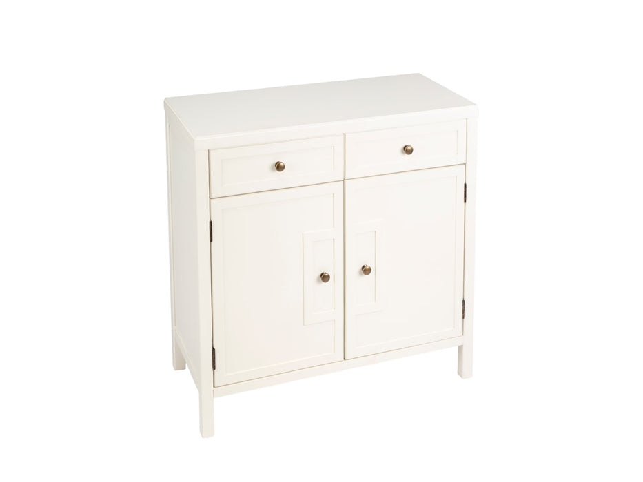 31" White Solid Wood Two Drawer Sideboard with Two Doors