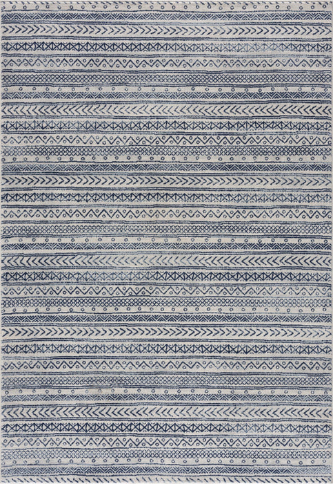 5' X 8' Navy Blue Decorative Stripes Area Rug