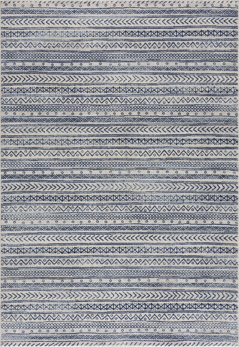 5' X 8' Navy Blue Decorative Stripes Area Rug