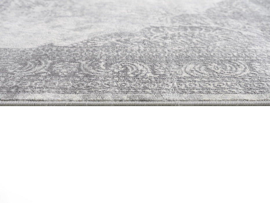 2' X 6' Gray Distressed Medallion Area Rug