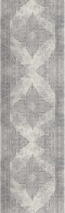 2' X 6' Gray Distressed Medallion Area Rug