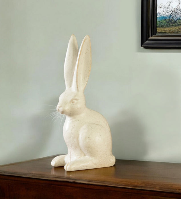 11" White Ceramic Rabbit Tabletop Sculpture