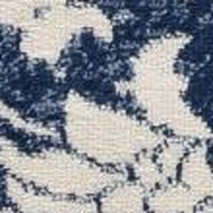 2' X 5' Navy Blue Distressed Floral Area Rug