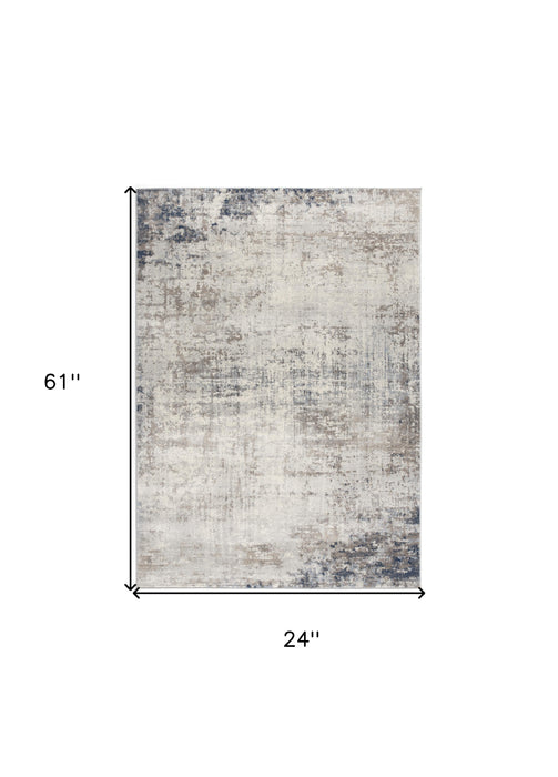 2' X 3' Navy Blue Distressed Striations Scatter Rug