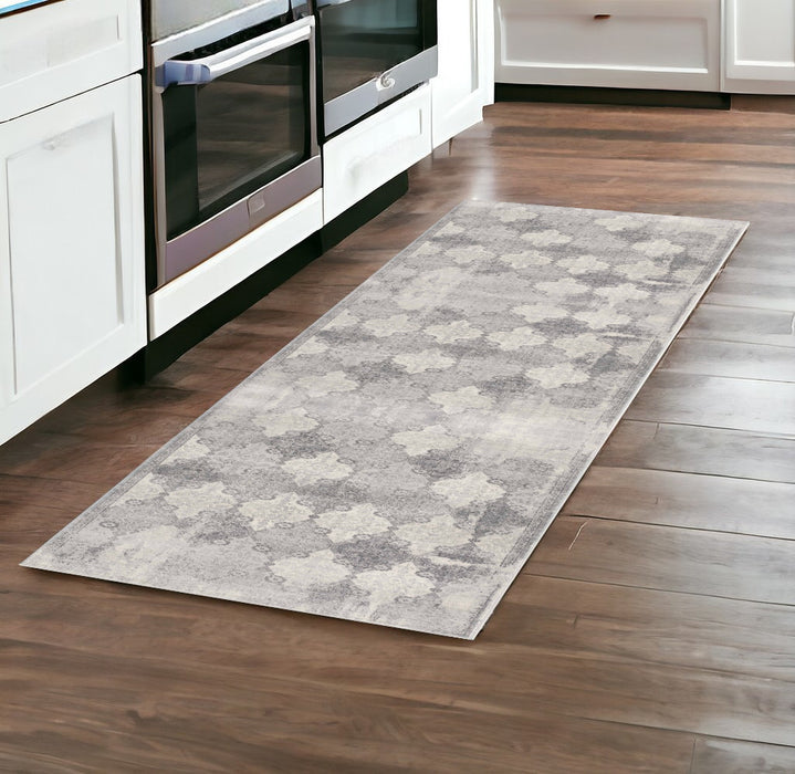 5' X 8' Gray Distressed Trellis Pattern Area Rug