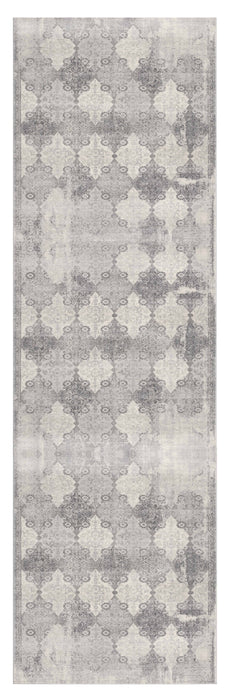 5' X 8' Gray Distressed Trellis Pattern Area Rug