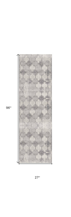 5' X 8' Gray Distressed Trellis Pattern Area Rug