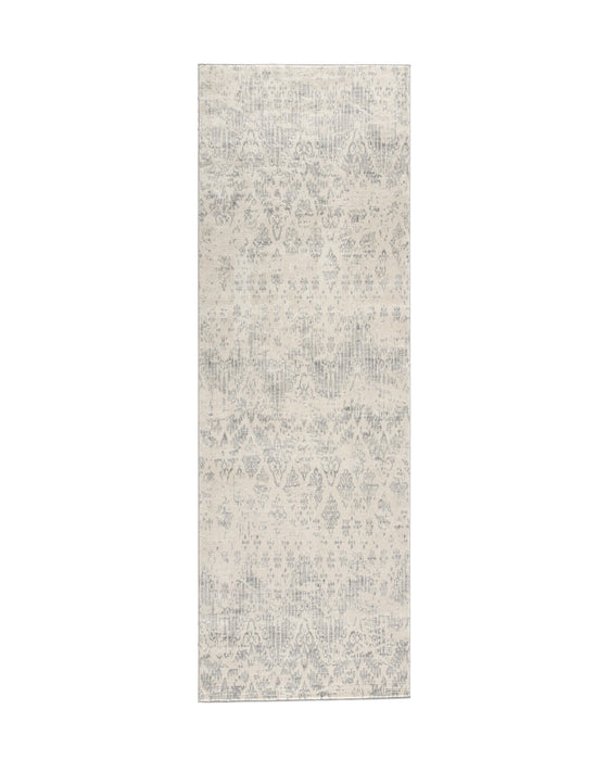 2' X 3' Ivory Distressed Ikat Pattern Scatter Rug