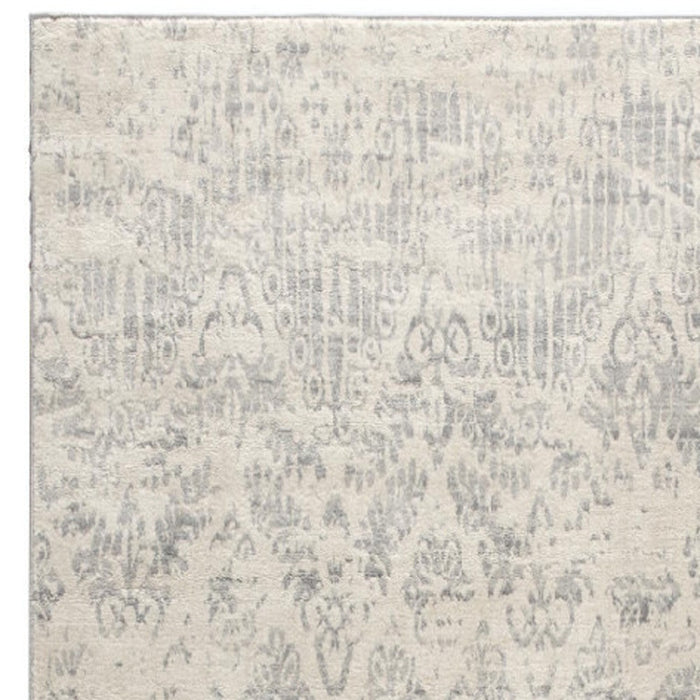 2' X 3' Ivory Distressed Ikat Pattern Scatter Rug