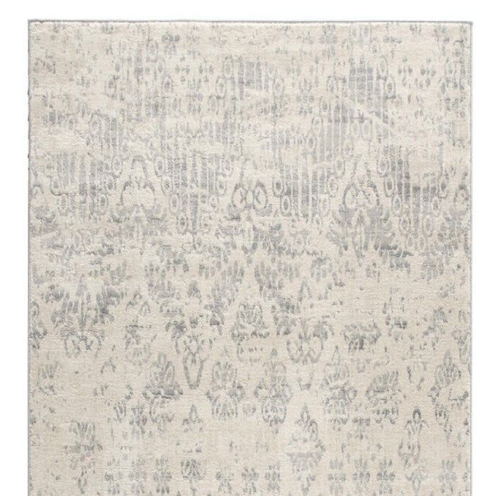 2' X 3' Ivory Distressed Ikat Pattern Scatter Rug