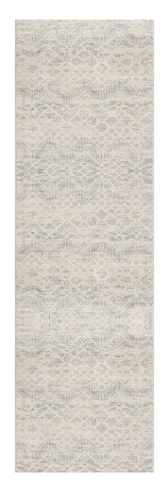 2' X 3' Ivory Distressed Ikat Pattern Scatter Rug