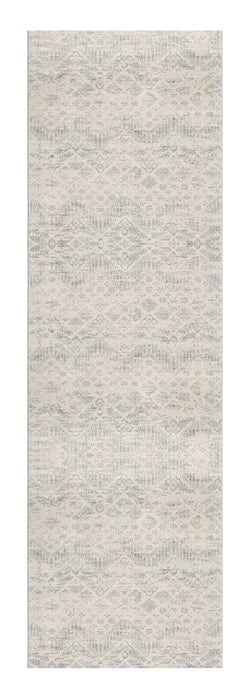 2' X 3' Ivory Distressed Ikat Pattern Scatter Rug