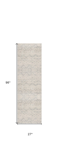 2' X 3' Ivory Distressed Ikat Pattern Scatter Rug