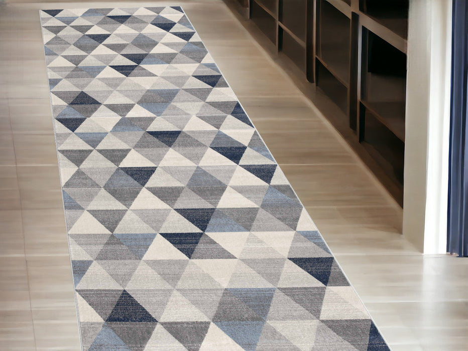 4' X 6' Navy Blue Geometric Diamond Area Rug