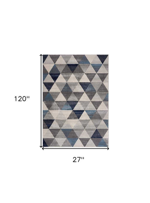 4' X 6' Navy Blue Geometric Diamond Area Rug