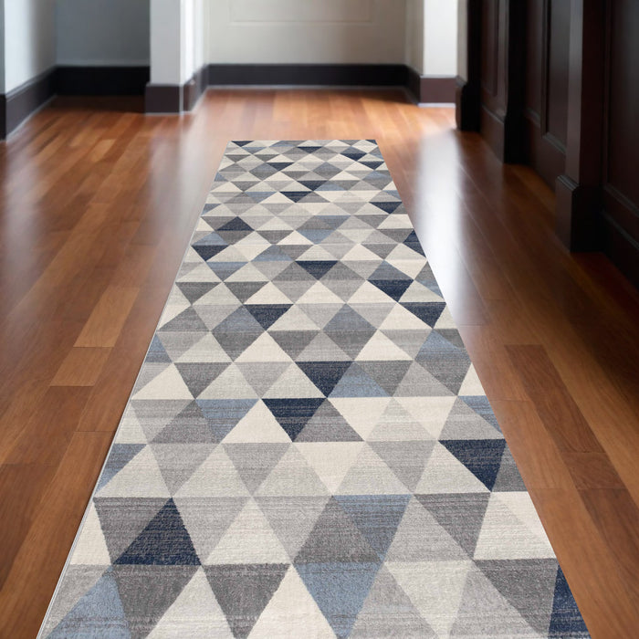 4' X 6' Navy Blue Geometric Diamond Area Rug