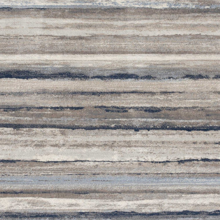 10' Blue and Beige Striped Distressed Runner Rug