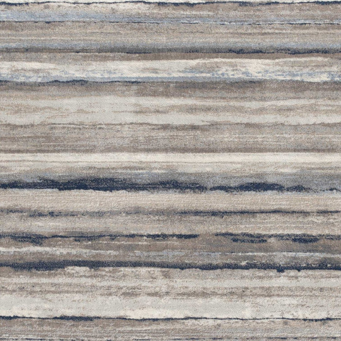 10' Blue and Beige Striped Distressed Runner Rug