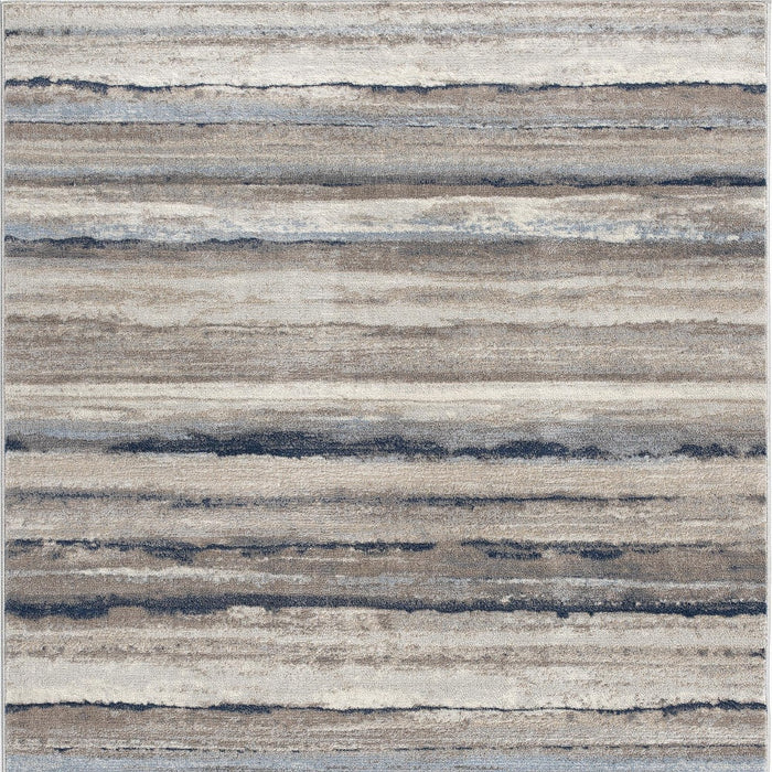 10' Blue and Beige Striped Distressed Runner Rug