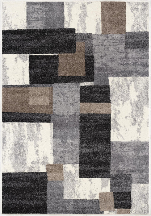 8' X 11' Gray Black and Brown Geometric Shag Power Loom Area Rug