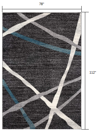 7' X 9' Distressed Black And Gray Abstract Area Rug