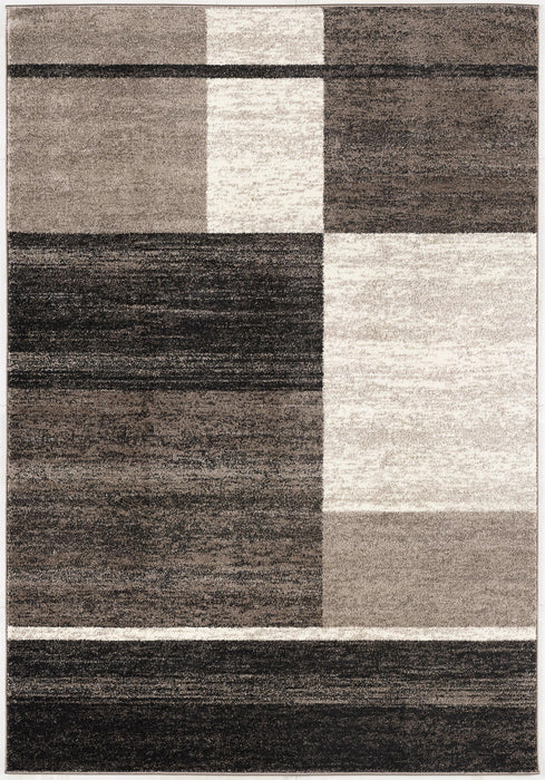 4' X 6' Brown And Beige Abstract Blocks Area Rug