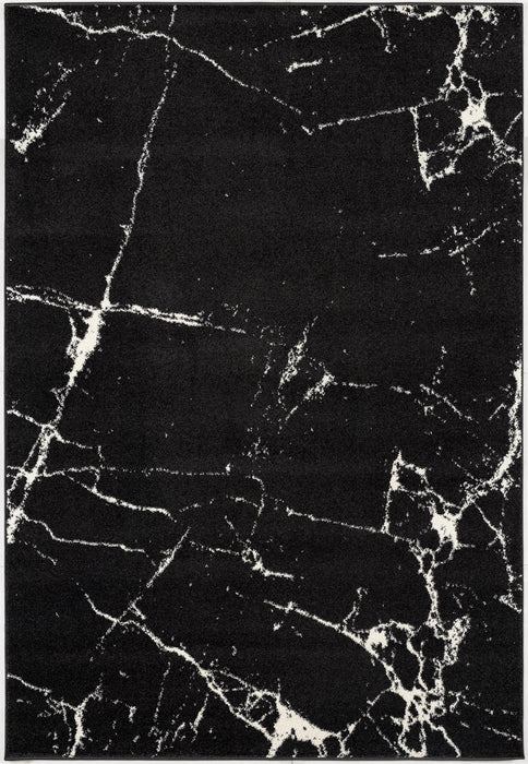 8' X 11' Black And White Abstract Breakage Area Rug