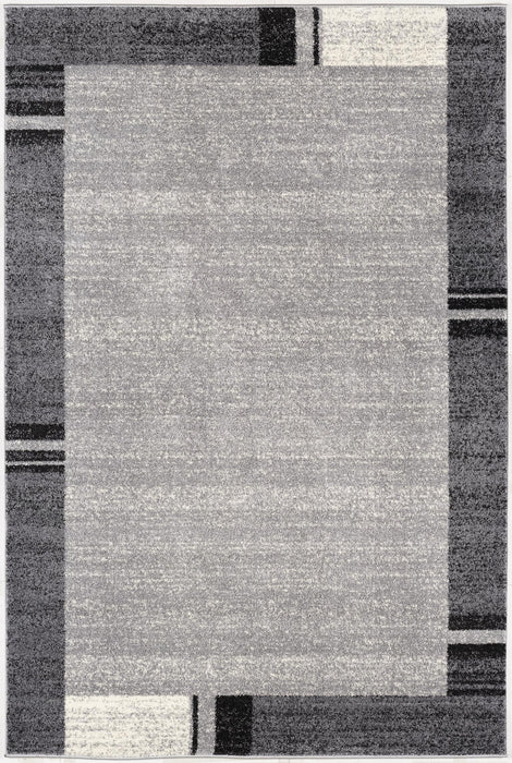 8' X 11' Gray Modern Bordered Area Rug