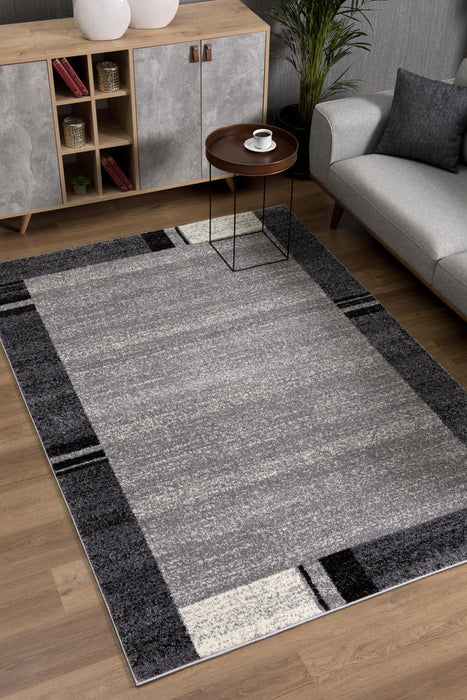 8' X 11' Gray Modern Bordered Area Rug