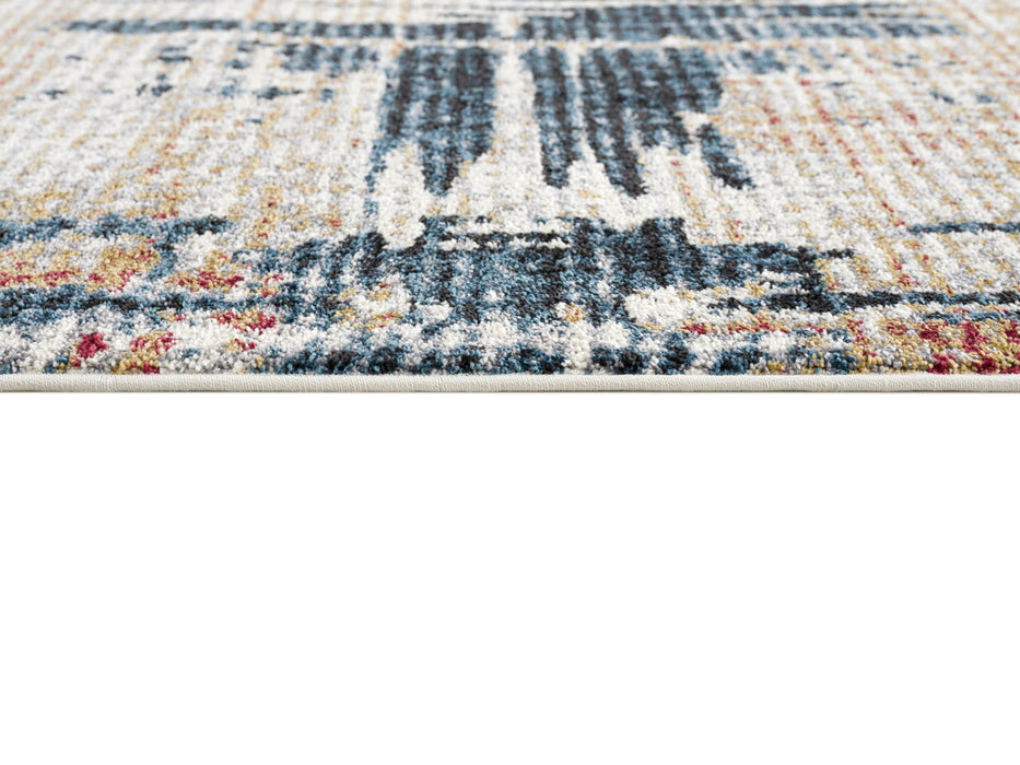 8' X 11' Blue And Ivory Abstract Area Rug