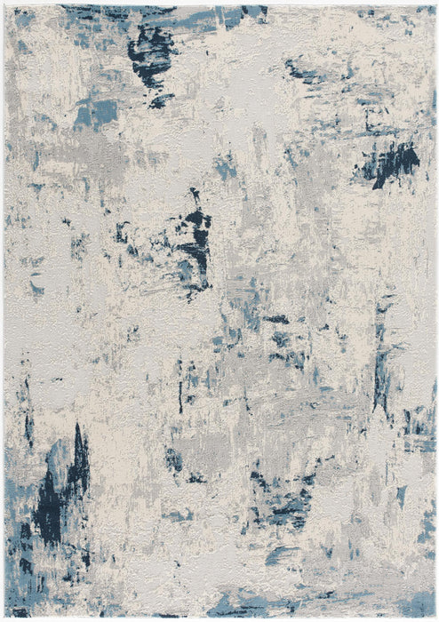 10' Blue Abstract Dhurrie Runner Rug