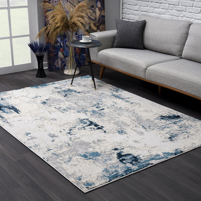 10' Blue Abstract Dhurrie Runner Rug