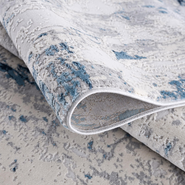 10' Blue Abstract Dhurrie Runner Rug