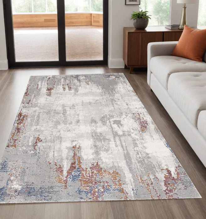 5' X 8' Gray And Ivory Modern Abstract Area Rug