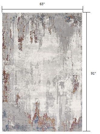 5' X 8' Gray And Ivory Modern Abstract Area Rug