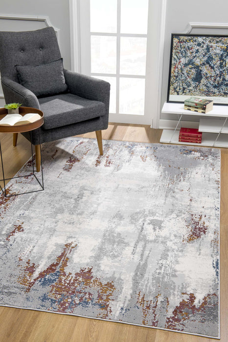 5' X 8' Gray And Ivory Modern Abstract Area Rug