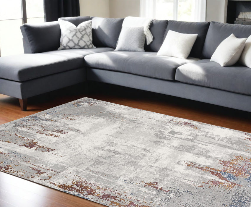 5' X 8' Gray And Ivory Modern Abstract Area Rug