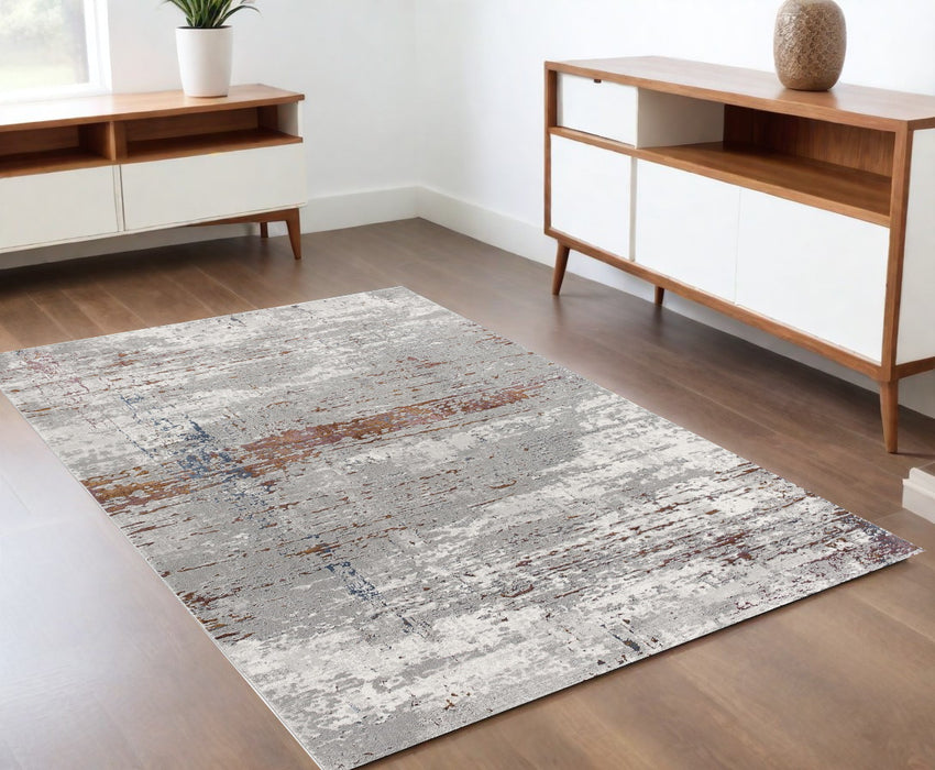 4' X 6' Gray And Brown Abstract Scraped Area Rug