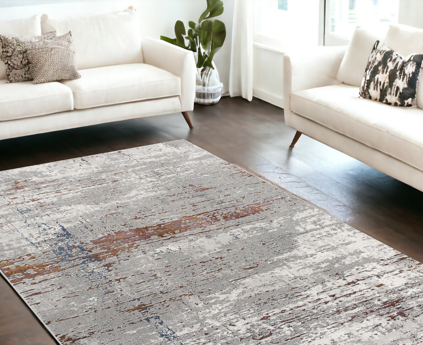 4' X 6' Gray And Brown Abstract Scraped Area Rug