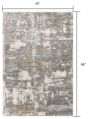 5' X 8' Beige And Gray Distressed Area Rug