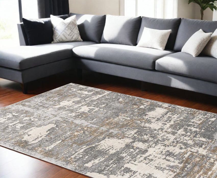 5' X 8' Beige And Gray Distressed Area Rug