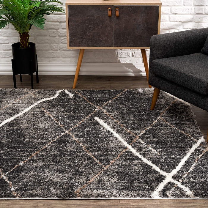 3' X 5' Gray Modern Distressed Lines Area Rug