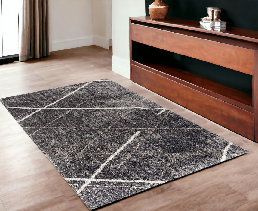 3' X 5' Gray Modern Distressed Lines Area Rug