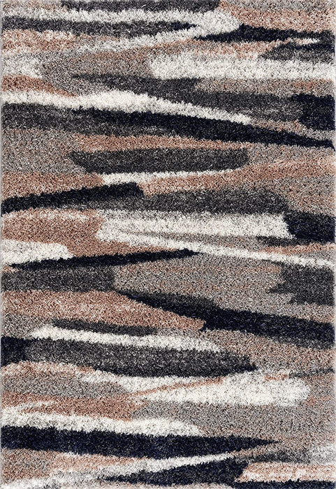 8' X 11' Gray And Black Strokes Area Rug