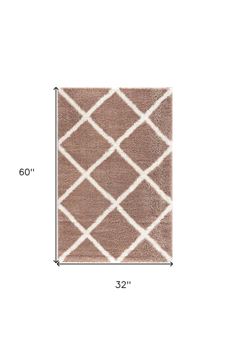 4' X 6' Beige Geometric Area Rug