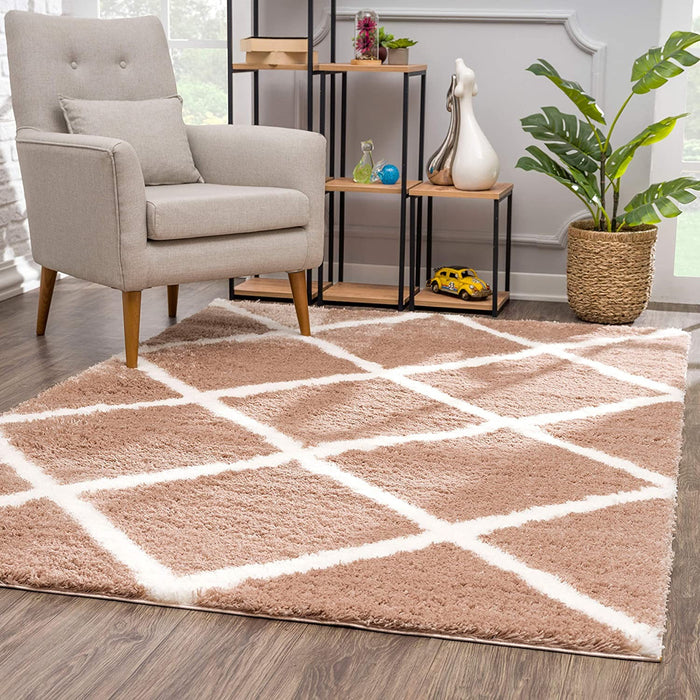 8' X 11' Beige Geometric Area Rug