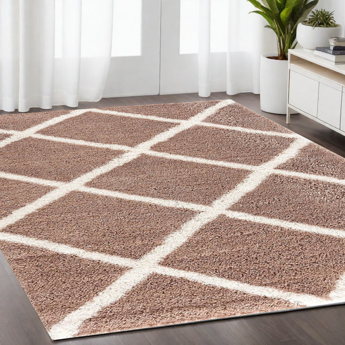 8' X 11' Beige Geometric Area Rug