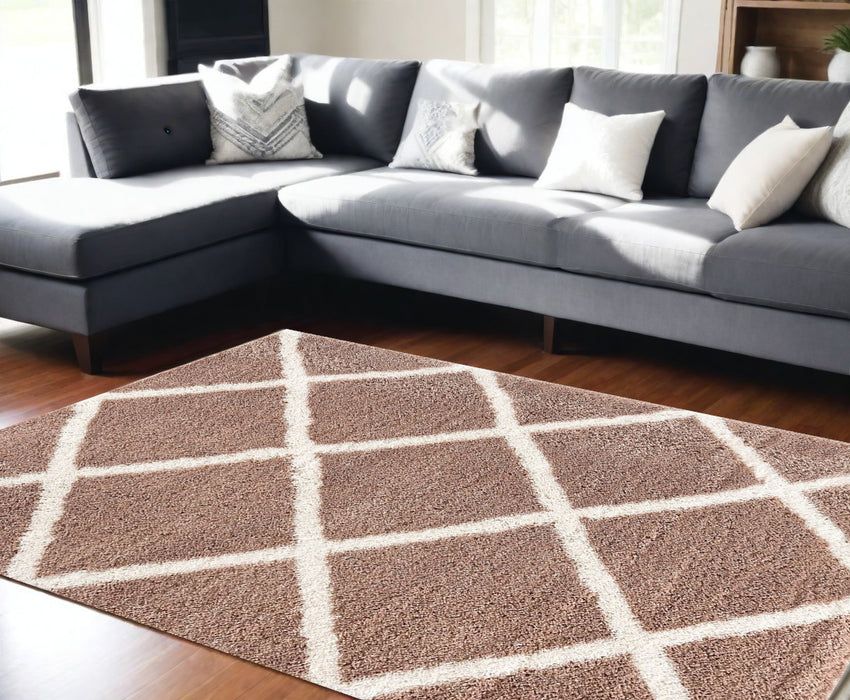 8' X 11' Beige Geometric Area Rug