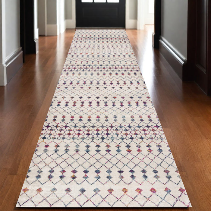 2' X 4' Blue and Ivory Ikat Area Rug