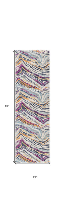 6' X 9' Ivory Blue and Gold Abstract Area Rug